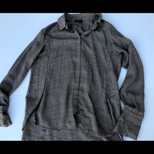 PAIGE Clemence French Cuff Long Sleeve Shirt Houndstooth